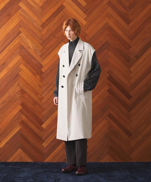 SHAREEF（シャリーフ）の「SLEEVE LESS COAT（チェスターコート・メンズ・ホワイト系その他/ブラック・1/2）」の22枚目の写真