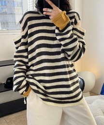 chuclla（チュクラ）の「カットオフショルダー ストライプルーズニット chw22s042（ニット/セーター）」