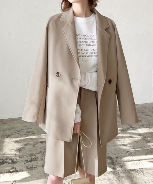 LIAN（リアン）の「テーラードジャケット＆ハーフパンツ　セットアップ（テーラードジャケット・レディース・アイボリー/ブラック/グレー/グレイッシュベージュ/ネイビー・FREE）」の22枚目の写真