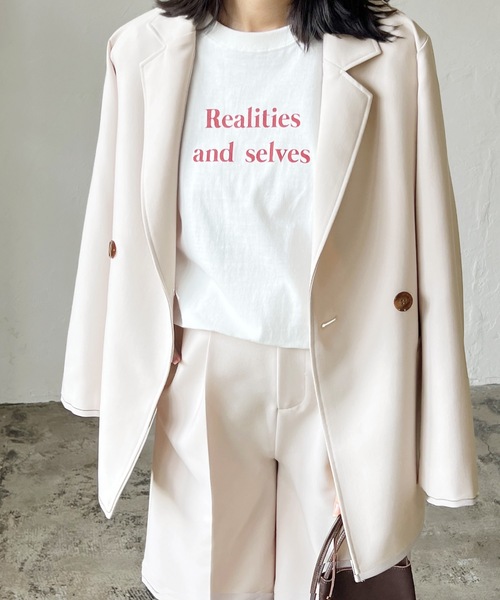 LIAN（リアン）の「テーラードジャケット＆ハーフパンツ　セットアップ（テーラードジャケット・レディース・アイボリー/ブラック/グレー/グレイッシュベージュ/ネイビー・FREE）」の7枚目の写真