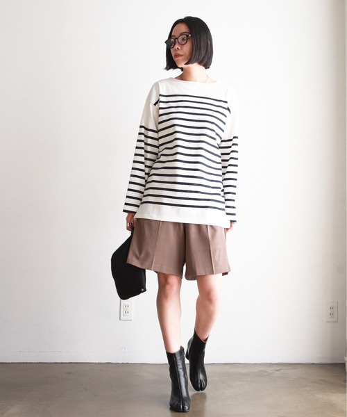 feepur（フェピュール）の「バスクボーダービッグロンT（Tシャツ/カットソー・レディース・ホワイト×ブルー/ホワイト×ネイビー/ホワイト×ピンク/ネイビー×ホワイト・MEDIUM）」の11枚目の写真