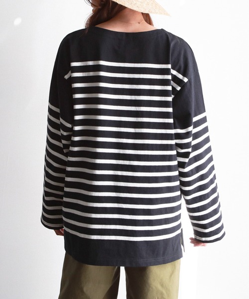 feepur（フェピュール）の「バスクボーダービッグロンT（Tシャツ/カットソー・レディース・ホワイト×ブルー/ホワイト×ネイビー/ホワイト×ピンク/ネイビー×ホワイト・MEDIUM）」の8枚目の写真