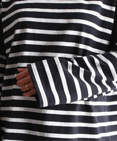 feepur（フェピュール）の「バスクボーダービッグロンT（Tシャツ/カットソー・レディース・ホワイト×ブルー/ホワイト×ネイビー/ホワイト×ピンク/ネイビー×ホワイト・MEDIUM）」の13枚目の写真