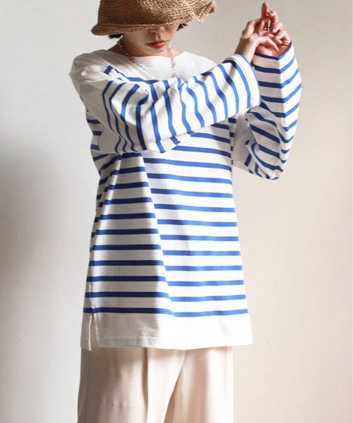 feepur（フェピュール）の「バスクボーダービッグロンT（Tシャツ/カットソー・レディース・ホワイト×ブルー/ホワイト×ネイビー/ホワイト×ピンク/ネイビー×ホワイト・MEDIUM）」の12枚目の写真