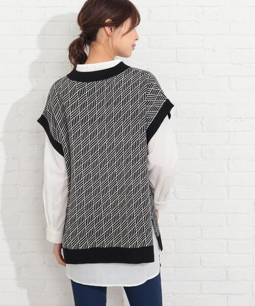 SHOO・LA・RUE（シューラルー）の「◆【2点セット】ジャカードベスト×バンドカラーシャツ（その他トップス・レディース・ブラック/グリーン/サンドベージュ・02/03/04）」の15枚目の写真