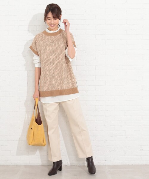 SHOO・LA・RUE（シューラルー）の「◆【2点セット】ジャカードベスト×バンドカラーシャツ（その他トップス・レディース・ブラック/グリーン/サンドベージュ・02/03/04）」の6枚目の写真