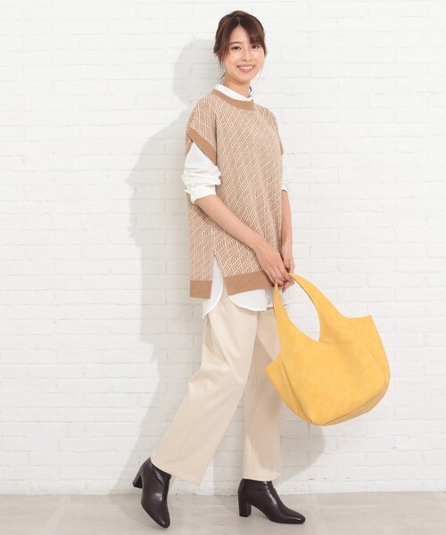 SHOO・LA・RUE（シューラルー）の「◆【2点セット】ジャカードベスト×バンドカラーシャツ（その他トップス・レディース・ブラック/グリーン/サンドベージュ・02/03/04）」の7枚目の写真