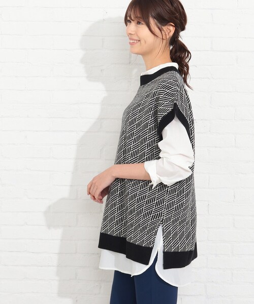 SHOO・LA・RUE（シューラルー）の「◆【2点セット】ジャカードベスト×バンドカラーシャツ（その他トップス・レディース・ブラック/グリーン/サンドベージュ・02/03/04）」の11枚目の写真