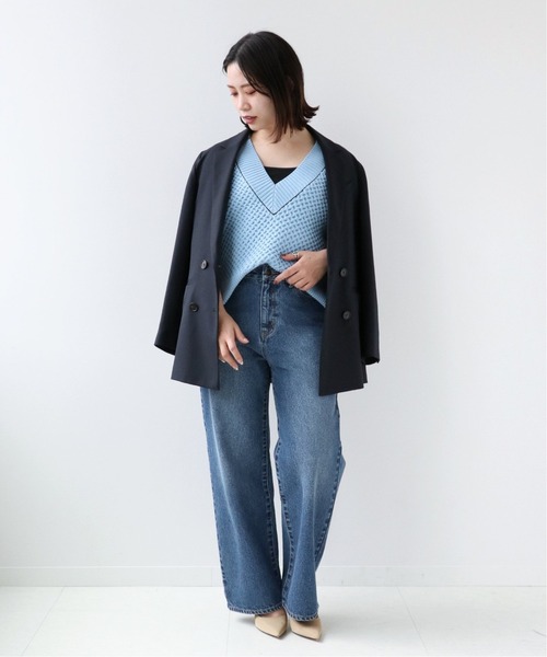 Simplicite（サンプリシテ）の「バスケットポリベスト◆（ニット/セーター・レディース・ブラック/ベージュ/サックスブルー・FREE）」の13枚目の写真