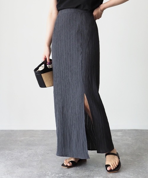 Riberry（リベリー）の「ドビースリットタイトスカート（スカート・レディース・グレー/アイボリー/スミクロ・MEDIUM）」の3枚目の写真