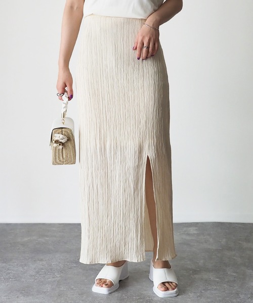 Riberry（リベリー）の「ドビースリットタイトスカート（スカート・レディース・グレー/アイボリー/スミクロ・MEDIUM）」の2枚目の写真