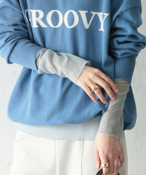 JOURNAL STANDARD（ジャーナルスタンダード）の「■シアーネットハイネックプルオーバー（Tシャツ/カットソー・レディース・ライトグレー/サックスブルー/ピンク/アイボリー・FREE）」の3枚目の写真