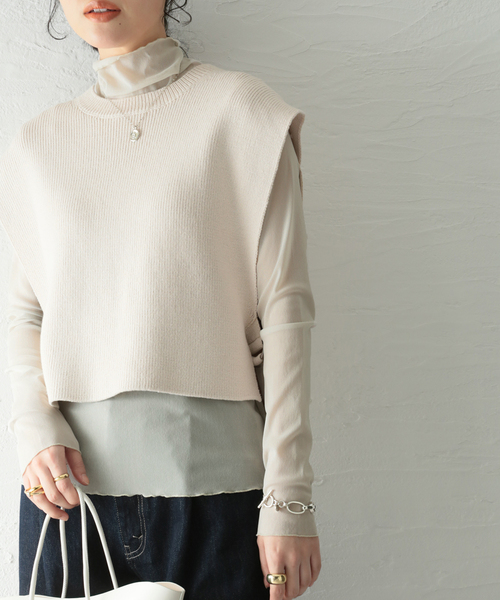 JOURNAL STANDARD（ジャーナルスタンダード）の「■シアーネットハイネックプルオーバー（Tシャツ/カットソー・レディース・ライトグレー/サックスブルー/ピンク/アイボリー・FREE）」の2枚目の写真