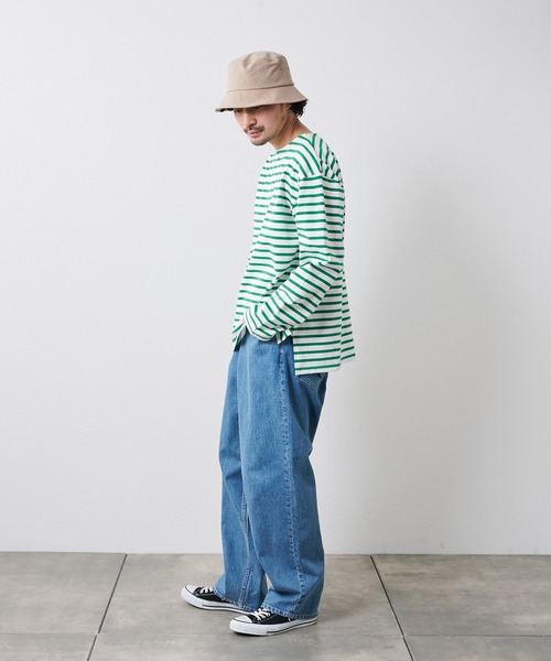 CIAOPANIC TYPY（チャオパニックティピー）の「裏配色ボーダー長袖TEE（Tシャツ/カットソー・メンズ・サックスブルー/グリーン/グレー・M/L）」の8枚目の写真