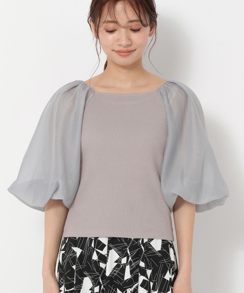 mysty woman（ミスティウーマン）の「シアーバルーン袖プルオーバー 274590（シャツ/ブラウス・レディース・オフホワイト/ブラック/グレイッシュブルー・FREE）」の7枚目の写真