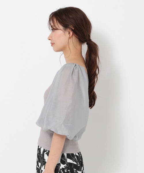 mysty woman（ミスティウーマン）の「シアーバルーン袖プルオーバー 274590（シャツ/ブラウス・レディース・オフホワイト/ブラック/グレイッシュブルー・FREE）」の8枚目の写真