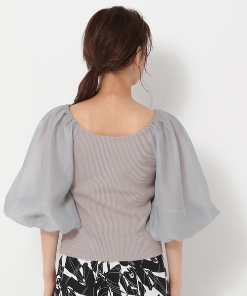mysty woman（ミスティウーマン）の「シアーバルーン袖プルオーバー 274590（シャツ/ブラウス・レディース・オフホワイト/ブラック/グレイッシュブルー・FREE）」の9枚目の写真
