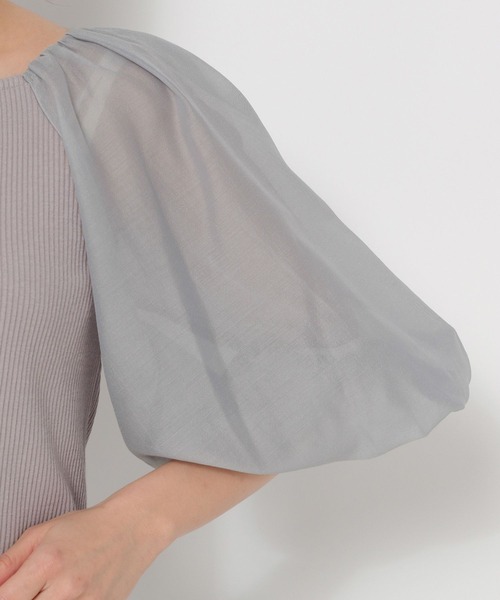 mysty woman（ミスティウーマン）の「シアーバルーン袖プルオーバー 274590（シャツ/ブラウス・レディース・オフホワイト/ブラック/グレイッシュブルー・FREE）」の11枚目の写真