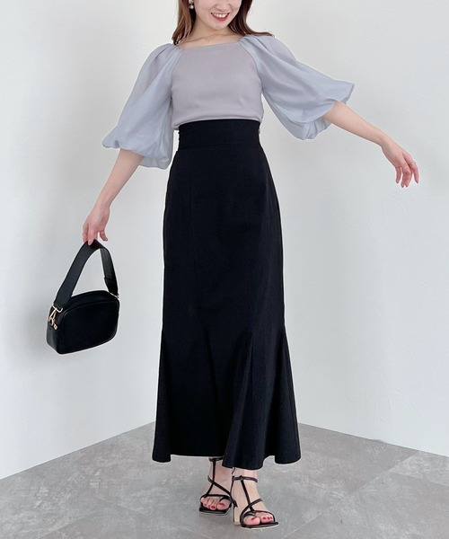 mysty woman（ミスティウーマン）の「シアーバルーン袖プルオーバー 274590（シャツ/ブラウス・レディース・オフホワイト/ブラック/グレイッシュブルー・FREE）」の18枚目の写真