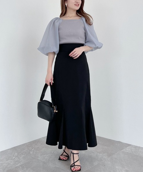 mysty woman（ミスティウーマン）の「シアーバルーン袖プルオーバー 274590（シャツ/ブラウス・レディース・オフホワイト/ブラック/グレイッシュブルー・FREE）」の19枚目の写真