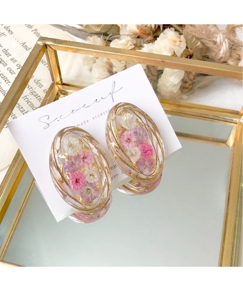 tone(トーン)の「【S.coeuf】ピアス クリアオーバル×ぎっしりかすみ草(MA)(ピアス(両耳用)・レディース・パープル/ブルー/ピンク/イエロー・FREE)」の14枚目の写真