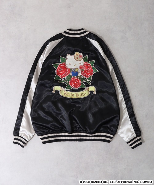 sanrio(サンリオ)の「sanrio ハローキティ 刺繍 サテン スカジャン(スカジャン・メンズ・ワイン/ブラック×グレー・L/M/LL)」の4枚目の写真