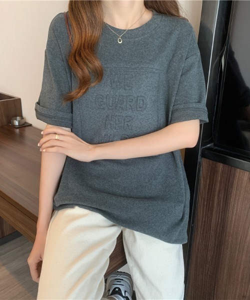 WEGO（ウィゴー）の「WEGO/エンボスプリントTシャツ（Tシャツ/カットソー・レディース・ブラウン/ホワイト/グレー/ブラック・FREE）」の22枚目の写真