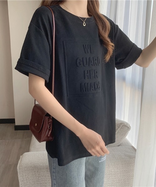 WEGO（ウィゴー）の「WEGO/エンボスプリントTシャツ（Tシャツ/カットソー・レディース・ブラウン/ホワイト/グレー/ブラック・FREE）」の12枚目の写真