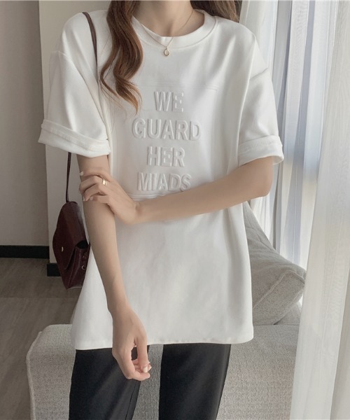 WEGO（ウィゴー）の「WEGO/エンボスプリントTシャツ（Tシャツ/カットソー・レディース・ブラウン/ホワイト/グレー/ブラック・FREE）」の10枚目の写真