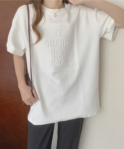 WEGO（ウィゴー）の「WEGO/エンボスプリントTシャツ（Tシャツ/カットソー・レディース・ブラウン/ホワイト/グレー/ブラック・FREE）」の11枚目の写真