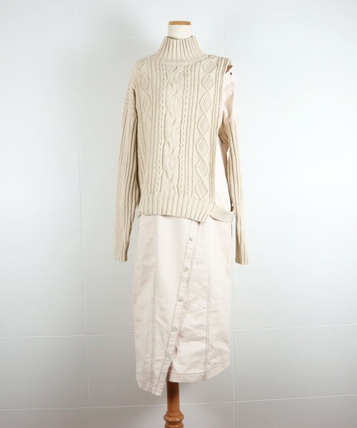 AULA AILA（アウラアイラ）の「ニットドッキングデニムワンピース