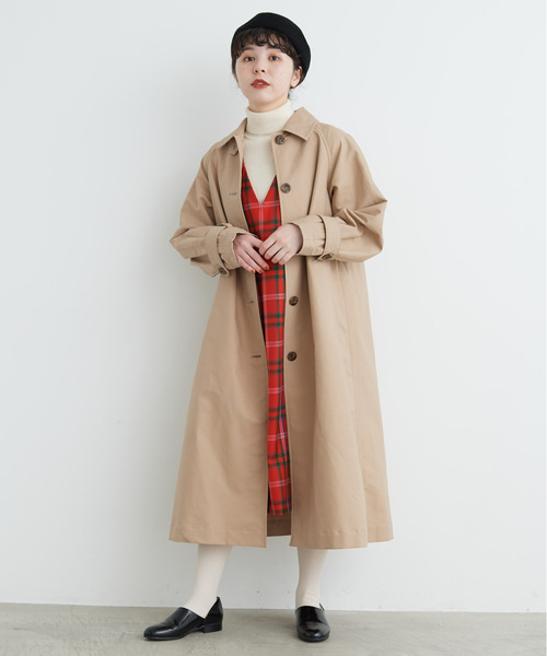 CHILD WOMAN WOOL混チェック中綿ステンコート CHILD WOMAN（チャイルドウーマン）の「平2重ピーチレーヴル加工
