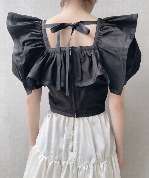 lilLilly（リルリリー）の「フリルスクエアブラウス（シャツ/ブラウス・レディース・ホワイト/ブラック/ピンク・FREE）」の14枚目の写真