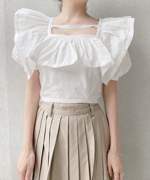 lilLilly（リルリリー）の「フリルスクエアブラウス（シャツ/ブラウス・レディース・ホワイト/ブラック/ピンク・FREE）」の17枚目の写真