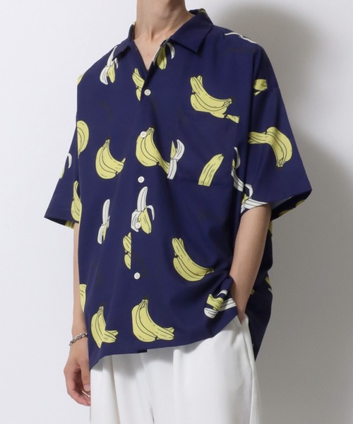 SITRY（シトリー）の「Oversize Drop shoulder open color banana shirt/別注 オーバーサイズ ドロップショルダー オープンカラー バナナ シャツ（シャツ/ブラウス・メンズ・ホワイト/ネイビー/ピンク・M/L）」の16枚目の写真