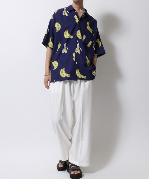 SITRY（シトリー）の「Oversize Drop shoulder open color banana shirt/別注 オーバーサイズ ドロップショルダー オープンカラー バナナ シャツ（シャツ/ブラウス・メンズ・ホワイト/ネイビー/ピンク・M/L）」の17枚目の写真