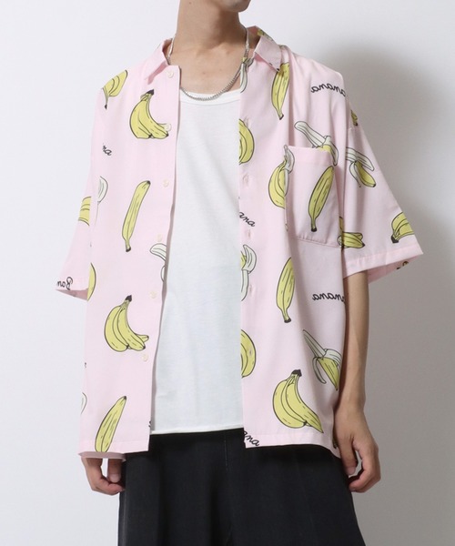 SITRY（シトリー）の「Oversize Drop shoulder open color banana shirt/別注 オーバーサイズ ドロップショルダー オープンカラー バナナ シャツ（シャツ/ブラウス・メンズ・ホワイト/ネイビー/ピンク・M/L）」の22枚目の写真
