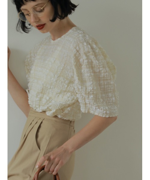 AMAIL（アマイル）の「Pcopon cloth（Tシャツ/カットソー・レディース・ブラック/アイボリー・FREE）」の7枚目の写真