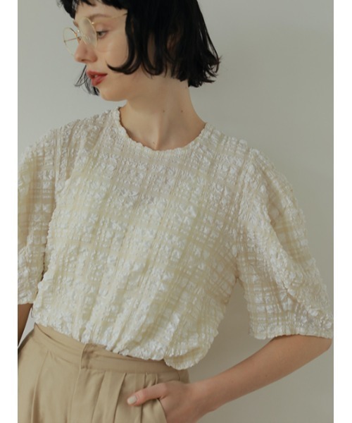 AMAIL（アマイル）の「Pcopon cloth（Tシャツ/カットソー・レディース・ブラック/アイボリー・FREE）」の21枚目の写真