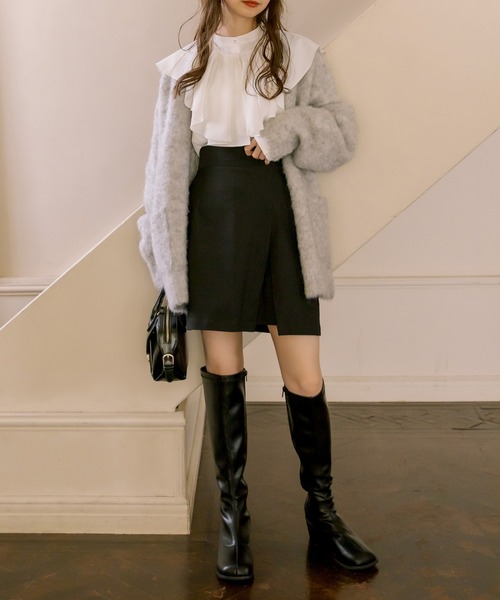 OLIVE des OLIVE(オリーブデオリーブ)の「ラッフルカラ―付ブラウス(シャツ/ブラウス・レディース・ホワイト/オフホワイト/ネイビー・FREE)」の10枚目の写真