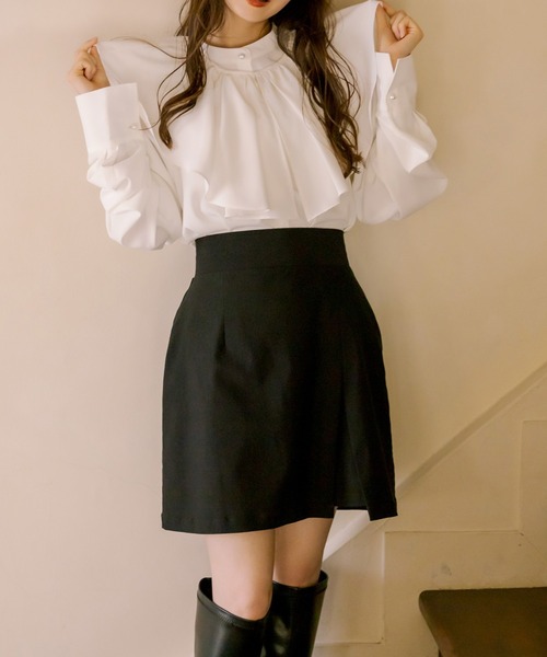 OLIVE des OLIVE(オリーブデオリーブ)の「ラッフルカラ―付ブラウス(シャツ/ブラウス・レディース・ホワイト/オフホワイト/ネイビー・FREE)」の13枚目の写真
