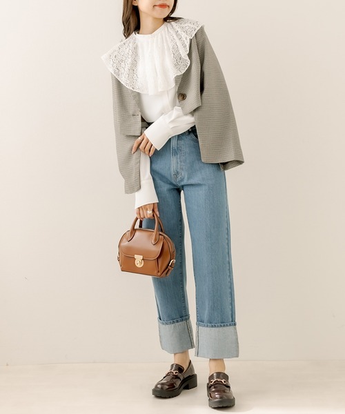 OLIVE des OLIVE(オリーブデオリーブ)の「ラッフルカラ―付ブラウス(シャツ/ブラウス・レディース・ホワイト/オフホワイト/ネイビー・FREE)」の22枚目の写真