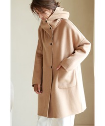 SAISON DE PAPILLON | ウール混フード付きミドル丈コート(その他アウター)