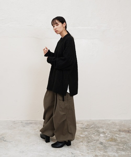 Air Tokyo（エアートウキョー）の「オーバーサイズ 鹿の子 × ケーブル編み フィッシャーマン ニット セーター（ニット/セーター・メンズ・ブラック/アイボリー・MEDIUM/LARGE）」の15枚目の写真