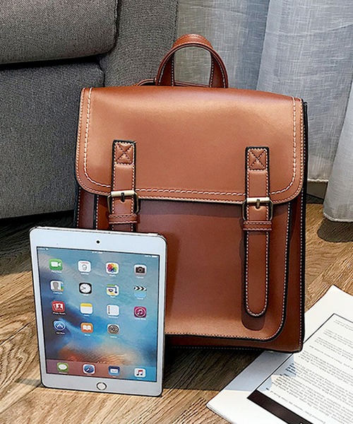 florist（フローリスト）の「【2WAY/3WAY】ランドセル調ステッチレザーリュック/ショルダーバッグ（バックパック/リュック・レディース・キャメル/モカ/ブラック・FREE）」の17枚目の写真