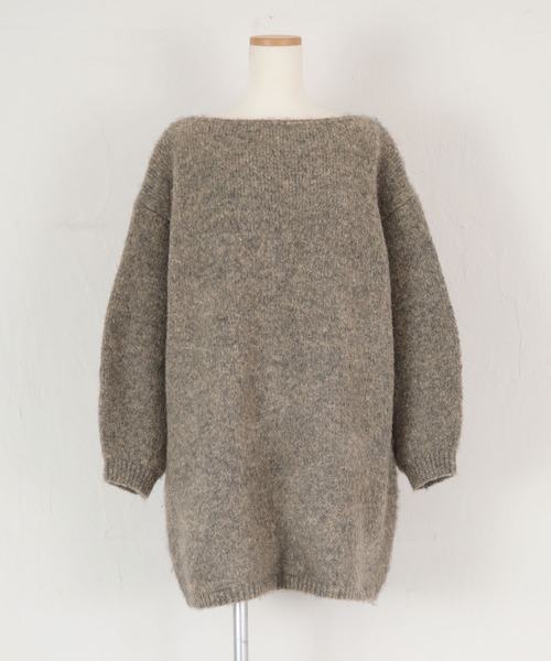 titivate（ティティベイト）の「ﾎﾞｰﾄﾈｯｸﾐﾆ丈ﾆｯﾄﾜﾝﾋﾟｰｽ（ワンピース・レディース・ライトグレー/ベージュ/ブラウン・S/M）」の18枚目の写真