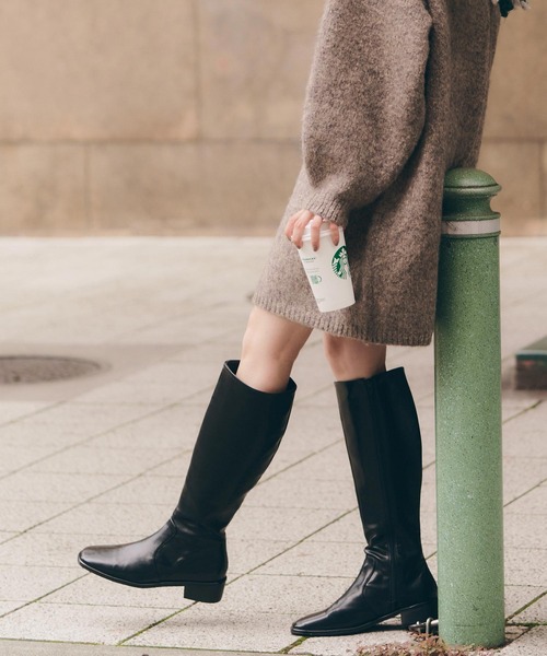 titivate（ティティベイト）の「ﾎﾞｰﾄﾈｯｸﾐﾆ丈ﾆｯﾄﾜﾝﾋﾟｰｽ（ワンピース・レディース・ライトグレー/ベージュ/ブラウン・S/M）」の9枚目の写真