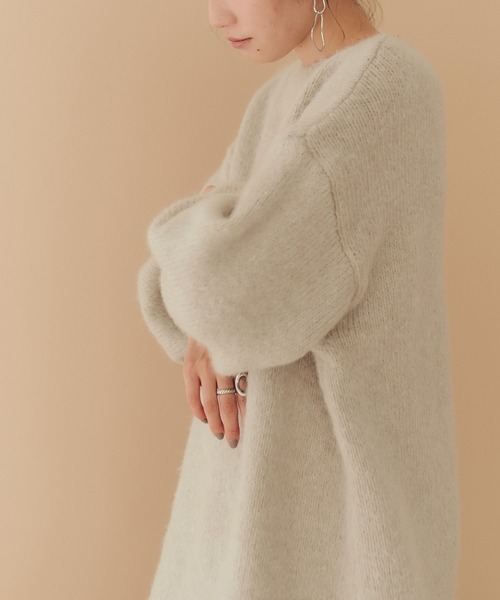 titivate（ティティベイト）の「ﾎﾞｰﾄﾈｯｸﾐﾆ丈ﾆｯﾄﾜﾝﾋﾟｰｽ（ワンピース・レディース・ライトグレー/ベージュ/ブラウン・S/M）」の8枚目の写真