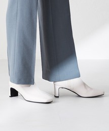 【本革】【NICAL】スクエアトゥストレッチプレートヒールブーツ/24407