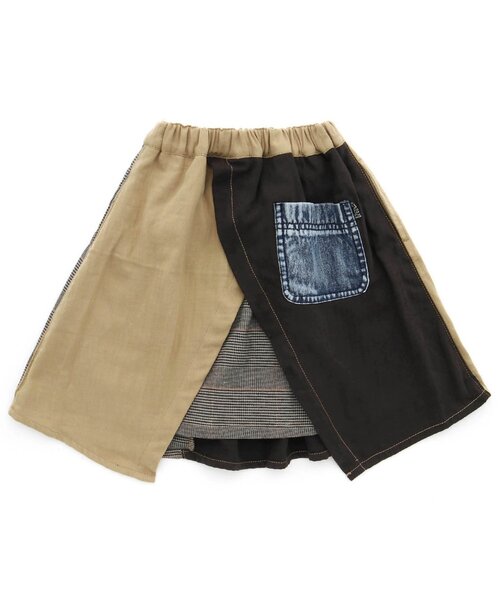 F.O.KIDS（エフオーキッズ）の「キリカエスカート（スカート・キッズ・インディゴブルー/チェック/ベージュ・100/140/90/110/120/80/130/95）」の4枚目の写真